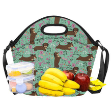 Load image into Gallery viewer, Flower Garden Chocolate Dachshund Neoprene Lunch Bag-21