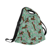 Flower Garden Chocolate Dachshund Neoprene Lunch Bag-13