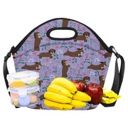 Flower Garden Chocolate Dachshund Neoprene Lunch Bag-22