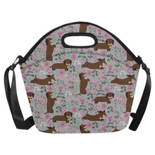 Load image into Gallery viewer, Flower Garden Chocolate Dachshund Neoprene Lunch Bag-Parisian Gray-ONESIZE-9