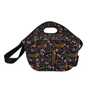 Flower Garden Chocolate Dachshund Neoprene Lunch Bag-16