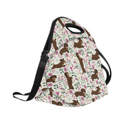 Flower Garden Chocolate Dachshund Neoprene Lunch Bag-12