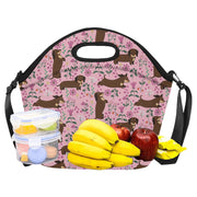 Flower Garden Chocolate Dachshund Neoprene Lunch Bag-17