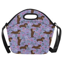 Load image into Gallery viewer, Flower Garden Chocolate Dachshund Neoprene Lunch Bag-Lavender Purple-ONESIZE-7