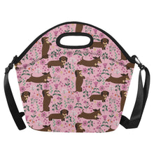 Load image into Gallery viewer, Flower Garden Chocolate Dachshund Neoprene Lunch Bag-Light Pink-ONESIZE-3