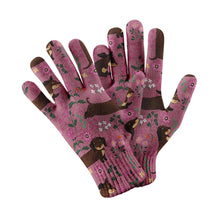 Load image into Gallery viewer, Flower Garden Chocolate Dachshund Touch Screen Gloves-Accessories-Accessories, Dachshund, Dog Dad Gifts, Dog Mom Gifts, Gloves-Rose gold-2