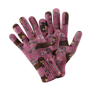 Flower Garden Chocolate Dachshund Touch Screen Gloves-Accessories-Accessories, Dachshund, Dog Dad Gifts, Dog Mom Gifts, Gloves-Rose gold-2