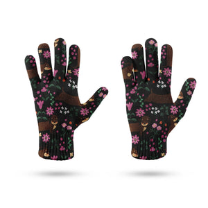 Flower Garden Chocolate Dachshund Touch Screen Gloves-Accessories-Accessories, Dachshund, Dog Dad Gifts, Dog Mom Gifts, Gloves-13