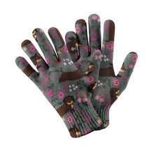 Load image into Gallery viewer, Flower Garden Chocolate Dachshund Touch Screen Gloves-Accessories-Accessories, Dachshund, Dog Dad Gifts, Dog Mom Gifts, Gloves-Gray-4