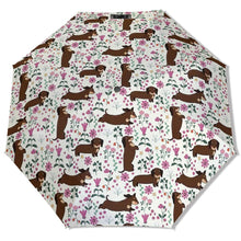 Load image into Gallery viewer, Flower Garden Chocolate Dachshund Umbrella-Accessories-Accessories,Dog Mom Gifts,Umbrella-21