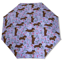 Load image into Gallery viewer, Flower Garden Chocolate Dachshund Umbrella-Accessories-Accessories,Dog Mom Gifts,Umbrella-6