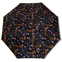 Load image into Gallery viewer, Flower Garden Chocolate Dachshund Umbrella-Accessories-Accessories,Dog Mom Gifts,Umbrella-1