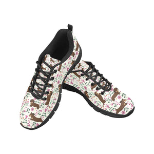 Flower Garden Chocolate Dachshund Women's Breathable Sneakers-Footwear-Dachshund, Dog Mom Gifts, Shoes-14