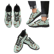 Load image into Gallery viewer, Flower Garden Chocolate Dachshund Women&#39;s Breathable Sneakers-Footwear-Dachshund, Dog Mom Gifts, Shoes-PaleTurquoise-US13-16