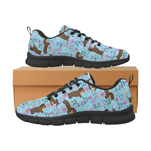 Flower Garden Chocolate Dachshund Women's Breathable Sneakers-Footwear-Dachshund, Dog Mom Gifts, Shoes-20
