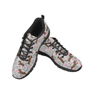 Flower Garden Chocolate Dachshund Women's Breathable Sneakers-Footwear-Dachshund, Dog Mom Gifts, Shoes-8