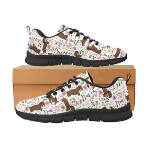 Flower Garden Chocolate Dachshund Women's Breathable Sneakers-Footwear-Dachshund, Dog Mom Gifts, Shoes-9