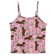 Load image into Gallery viewer, Flower Garden Chocolate Dachshund Women's Cami and Shorts Pajama Set-5