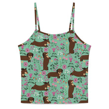 Load image into Gallery viewer, Flower Garden Chocolate Dachshund Women's Cami and Shorts Pajama Set-10
