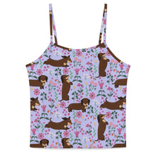 Load image into Gallery viewer, Flower Garden Chocolate Dachshund Women's Cami and Shorts Pajama Set-18
