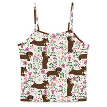 Load image into Gallery viewer, Flower Garden Chocolate Dachshund Women's Cami and Shorts Pajama Set-1