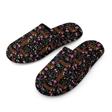 Load image into Gallery viewer, Flower Garden Chocolate Dachshund Women&#39;s Cotton Mop Slippers-Footwear-Accessories, Dachshund, Dog Mom Gifts, Slippers-10