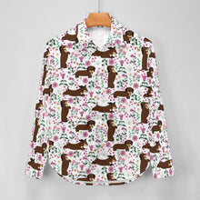 Load image into Gallery viewer, Flower Garden Chocolate Dachshund Women&#39;s Shirt-Apparel-Apparel,Dachshund,Dog Mom Gifts,Shirt-11