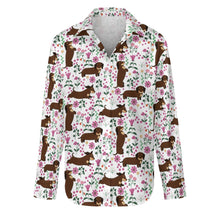 Load image into Gallery viewer, Flower Garden Chocolate Dachshund Women&#39;s Shirt-Apparel-Apparel,Dachshund,Dog Mom Gifts,Shirt-12