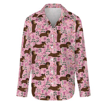 Load image into Gallery viewer, Flower Garden Chocolate Dachshund Women&#39;s Shirt-Apparel-Apparel,Dachshund,Dog Mom Gifts,Shirt-15