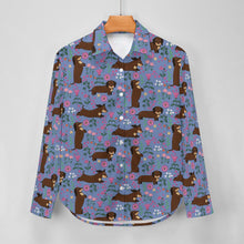 Load image into Gallery viewer, Flower Garden Chocolate Dachshund Women&#39;s Shirt-Apparel-Apparel,Dachshund,Dog Mom Gifts,Shirt-17