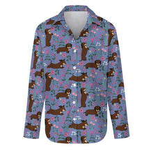 Load image into Gallery viewer, Flower Garden Chocolate Dachshund Women&#39;s Shirt-Apparel-Apparel,Dachshund,Dog Mom Gifts,Shirt-18