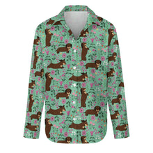 Load image into Gallery viewer, Flower Garden Chocolate Dachshund Women&#39;s Shirt-Apparel-Apparel,Dachshund,Dog Mom Gifts,Shirt-21