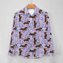 Load image into Gallery viewer, Flower Garden Chocolate Dachshund Women&#39;s Shirt-Apparel-Apparel,Dachshund,Dog Mom Gifts,Shirt-23