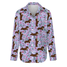 Load image into Gallery viewer, Flower Garden Chocolate Dachshund Women&#39;s Shirt-Apparel-Apparel,Dachshund,Dog Mom Gifts,Shirt-24