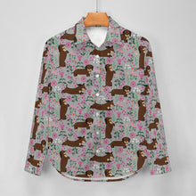 Load image into Gallery viewer, Flower Garden Chocolate Dachshund Women&#39;s Shirt-Apparel-Apparel,Dachshund,Dog Mom Gifts,Shirt-26