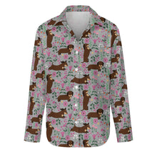 Load image into Gallery viewer, Flower Garden Chocolate Dachshund Women&#39;s Shirt-Apparel-Apparel,Dachshund,Dog Mom Gifts,Shirt-27