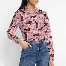Load image into Gallery viewer, Flower Garden Chocolate Dachshund Women&#39;s Shirt-Apparel-Apparel,Dachshund,Dog Mom Gifts,Shirt-2