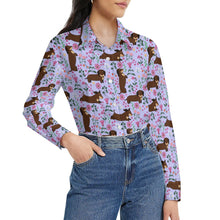 Load image into Gallery viewer, Flower Garden Chocolate Dachshund Women&#39;s Shirt-Apparel-Apparel,Dachshund,Dog Mom Gifts,Shirt-34