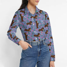 Load image into Gallery viewer, Flower Garden Chocolate Dachshund Women&#39;s Shirt-Apparel-Apparel,Dachshund,Dog Mom Gifts,Shirt-3