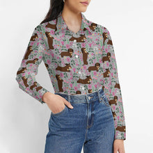 Load image into Gallery viewer, Flower Garden Chocolate Dachshund Women&#39;s Shirt-Apparel-Apparel,Dachshund,Dog Mom Gifts,Shirt-6