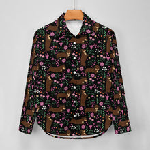 Load image into Gallery viewer, Flower Garden Chocolate Dachshund Women&#39;s Shirt-Apparel-Apparel,Dachshund,Dog Mom Gifts,Shirt-8