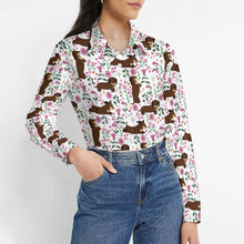 Load image into Gallery viewer, Flower Garden Chocolate Dachshund Women&#39;s Shirt-Apparel-Apparel,Dachshund,Dog Mom Gifts,Shirt-1