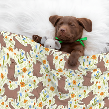 Load image into Gallery viewer, Flower Garden Chocolate Labrador Blanket for Dog-Pet Furniture-Blanket for Dogs,Blankets,Home Decor,Labrador-1