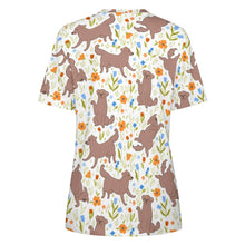 Load image into Gallery viewer, Flower Garden Chocolate Labradors All Over Print Women&#39;s Cotton T-Shirt-Apparel-Apparel, Chocolate Labrador, French Bulldog, Labrador, Shirt, T Shirt-4