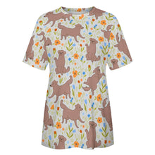 Load image into Gallery viewer, Flower Garden Chocolate Labradors All Over Print Women&#39;s Cotton T-Shirt-Apparel-Apparel, Chocolate Labrador, French Bulldog, Labrador, Shirt, T Shirt-7