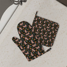 Load image into Gallery viewer, Flower Garden Chocolate Labradors Oven Mitts and Pot Holder Set-Kitchen Decor-Accessories,Chocolate Labrador,Dog Mom Gifts-2