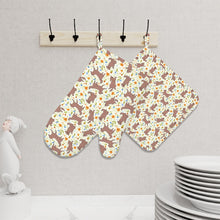 Load image into Gallery viewer, Flower Garden Chocolate Labradors Oven Mitts and Pot Holder Set-Kitchen Decor-Accessories,Chocolate Labrador,Dog Mom Gifts-4