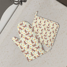 Load image into Gallery viewer, Flower Garden Chocolate Labradors Oven Mitts and Pot Holder Set-Kitchen Decor-Accessories,Chocolate Labrador,Dog Mom Gifts-1