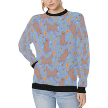 Load image into Gallery viewer, Flower Garden Chocolate Labradors Women&#39;s Sweatshirt - 4 Colors-Apparel-Apparel, Chocolate Labrador, Labrador, Shirt, Sweatshirt, T Shirt-Blue-S-5