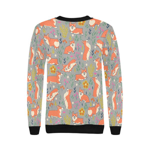 Flower Garden Corgi Love Women's Sweatshirt-Apparel-Apparel, Corgi, Sweatshirt-10